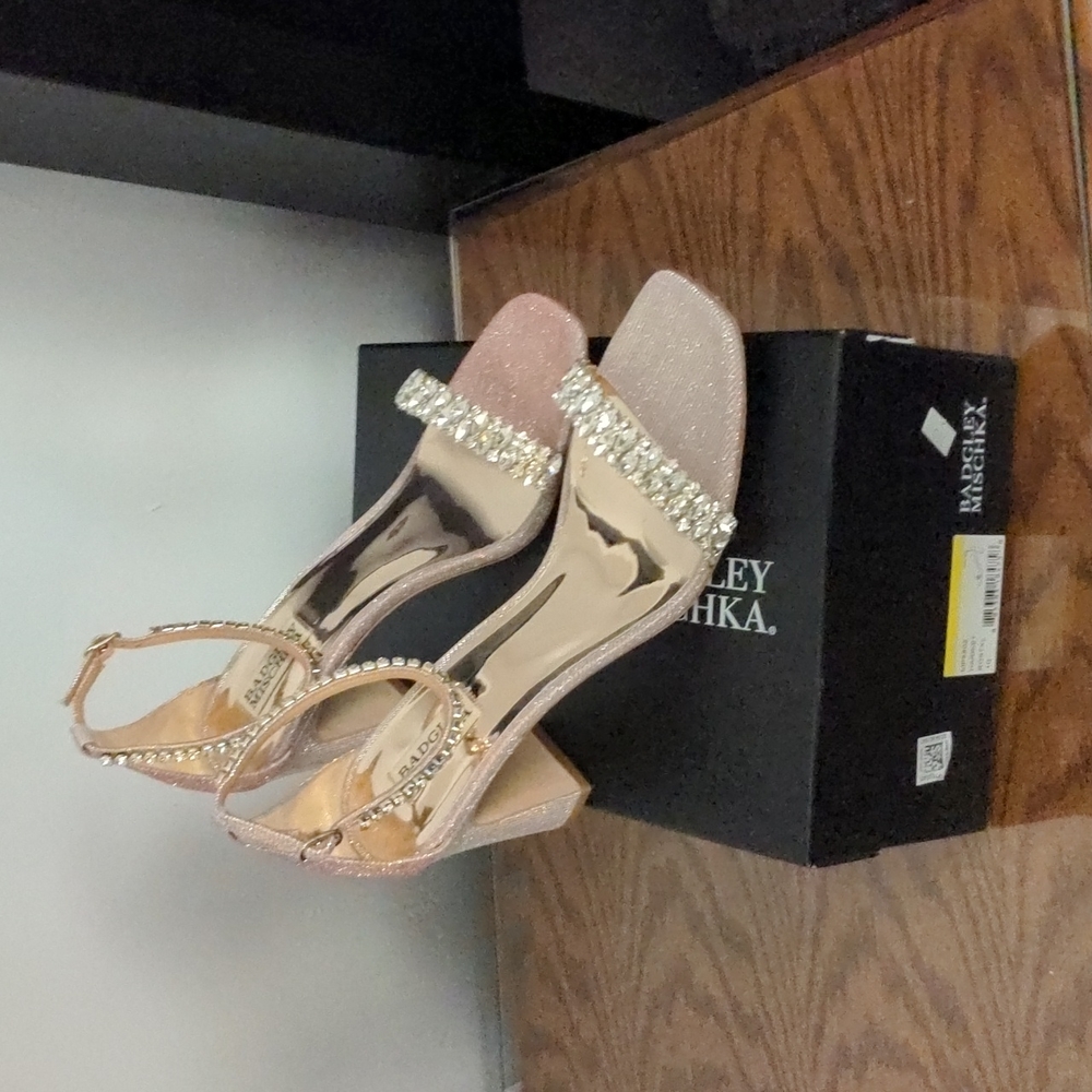 Badgley Mischka Harriet rose gold heels